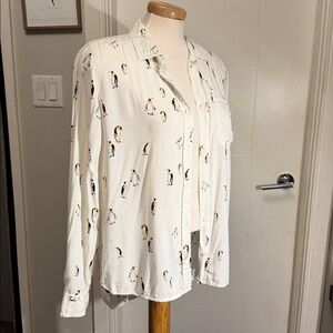 Penguin Velvet Heart button up